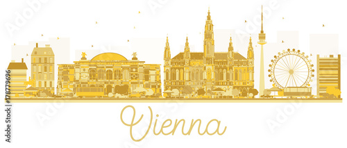Vienna City skyline golden silhouette.