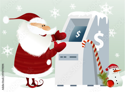 Santa Claus and cash machine
