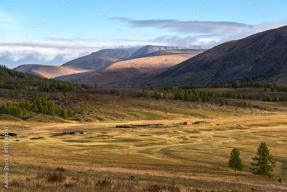 House of Mongolian shepherds in a mountain valley