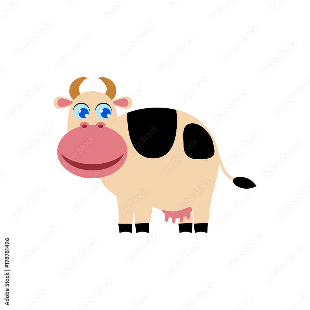 Cute cartoon cow illustration. Cow vector illustration