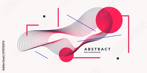 Abstract background with dynamic linear waves. Vector illustration in flat style