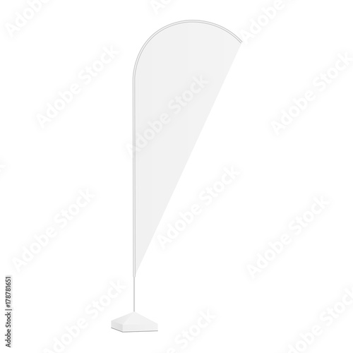 White blank outdoor promo flag banner mockup isolated. Vector illustration