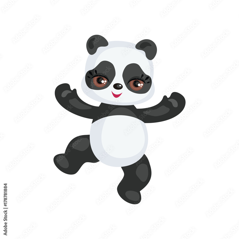 The image of a cute Panda in a cartoon style. Children vector illustration on white background.