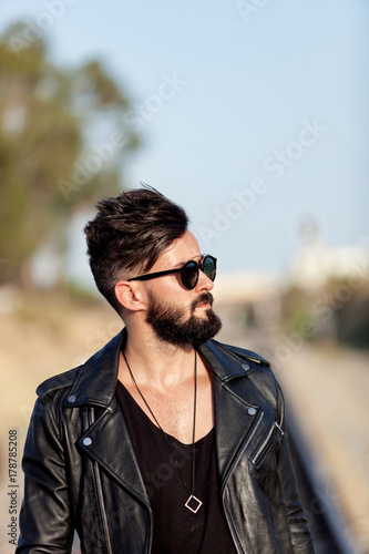 Handsome guy with leather jacket