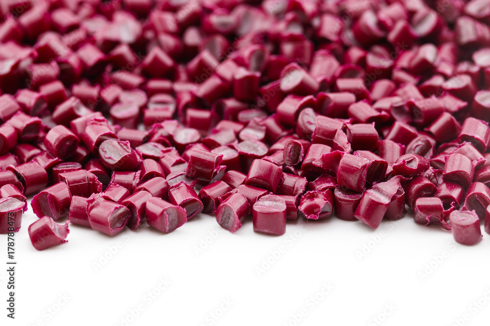 red plastic resin ( Masterbatch ) on white background red plastic resin ( Masterbatch ) on white background