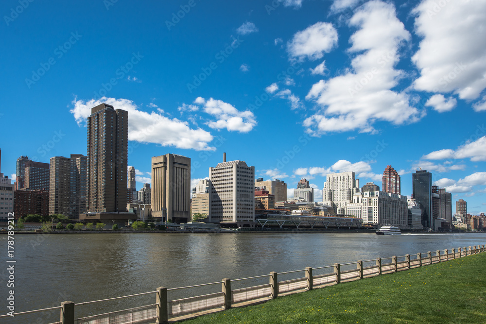 Naklejka premium New York City. Wonderful panoramic aerial view of Manhattan Midtown Skyscrapers.