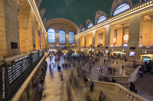 New York, United States of America - May 20, 2017: Inside view of the main hall of Grand Central Terminal Station with many people