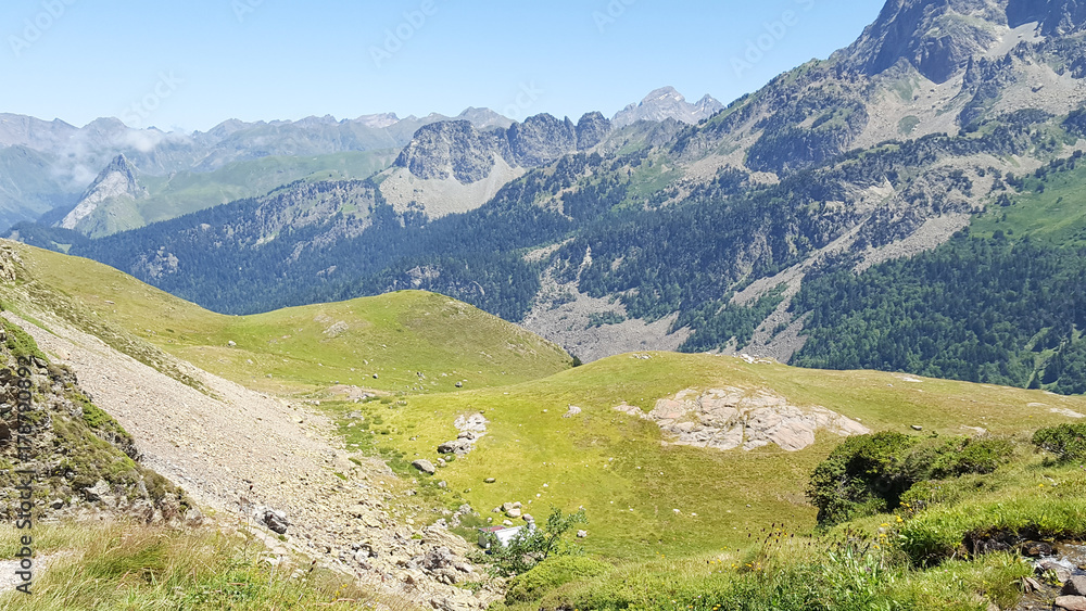 mountain landscape of the Pyrenees in France summer