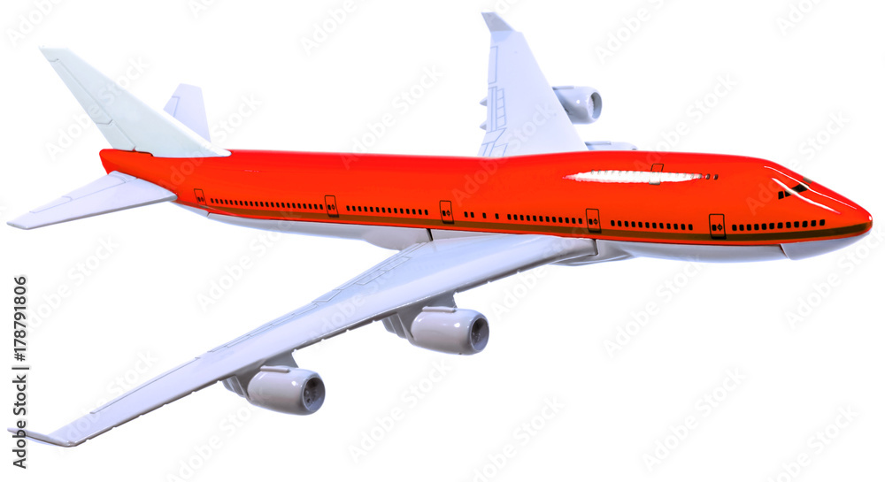 maquette rouge avion de ligne, fond blanc maquette rouge avion de ligne, fond blanc