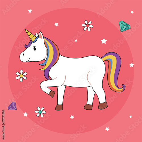 Unicorn Illustration on Pink Background