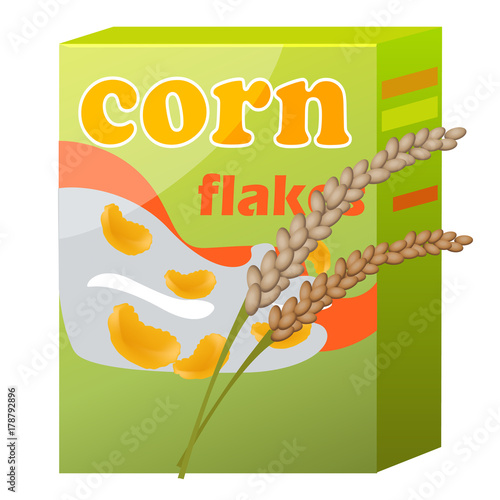Corn Flakes Paper Packaging Isolated on White