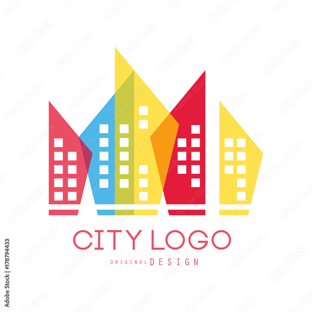 City logo original design of modern real estate and city building colorful vector Illustration