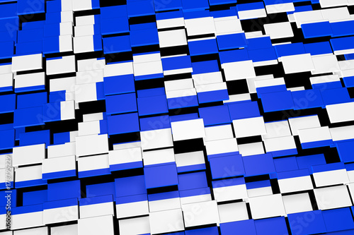 Greece flag background formed from digital mosaic tiles  3D rendering