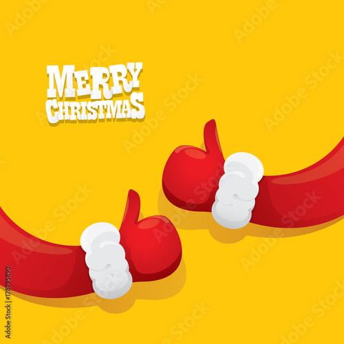 vector funky cartoon Santa Claus like hand icon isolated on orange background . thumbs up santa hand symbol.