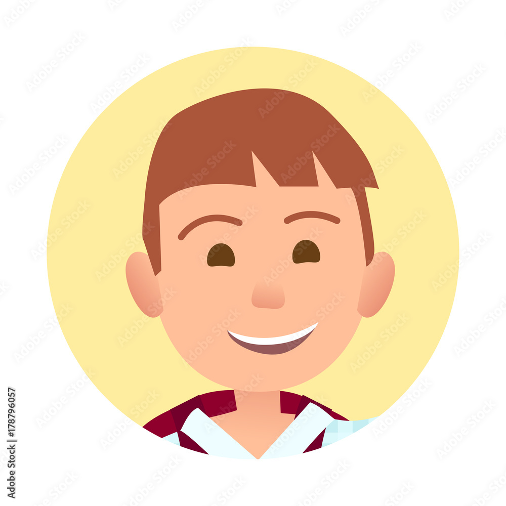Young Boy with Broad Sincere Smile Round Portrait