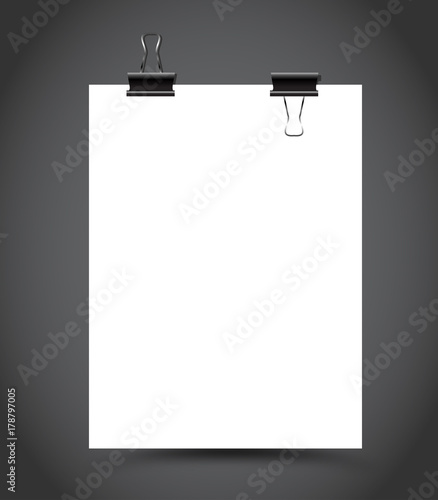 Blank page with paper clips vector
