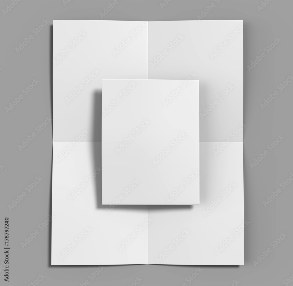 French fold a4 a5 square brochure flyer leaflet for mock up and