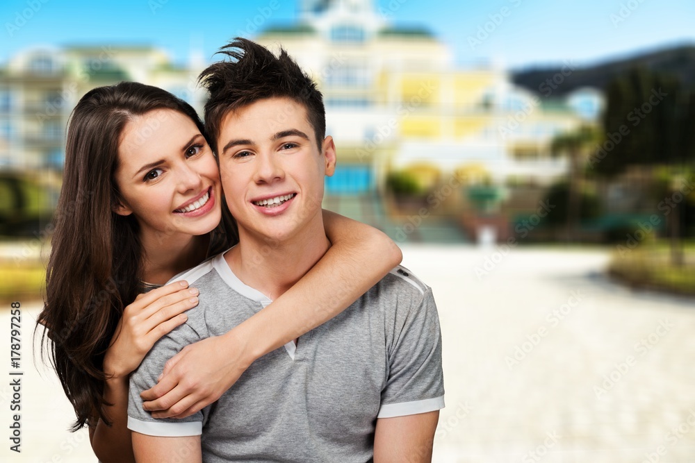 Young couple hugging. Young couple hugging.