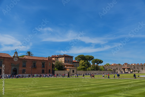 Panoramic view of The square of Miracles, (Piazza dei Miracoli), Pisa, Italy.The square was formerly known as Piazza del Duomo. © djevelekova
