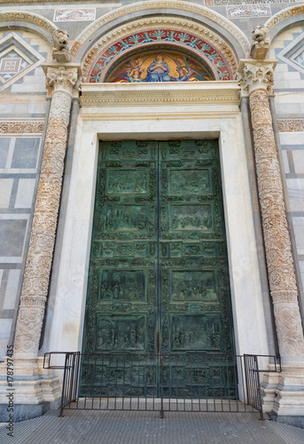 Details of the exterior of the Pisa Cathedral (Cattedrale Metropolitana Primaziale di Santa Maria Assunta; Duomo di Pisa in italian), Pisa, Tuscany, Italy photo