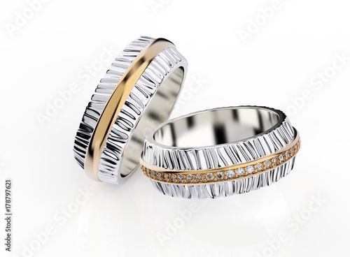 3D illustration of gold Ring. Jewelry background. Fashion accessory