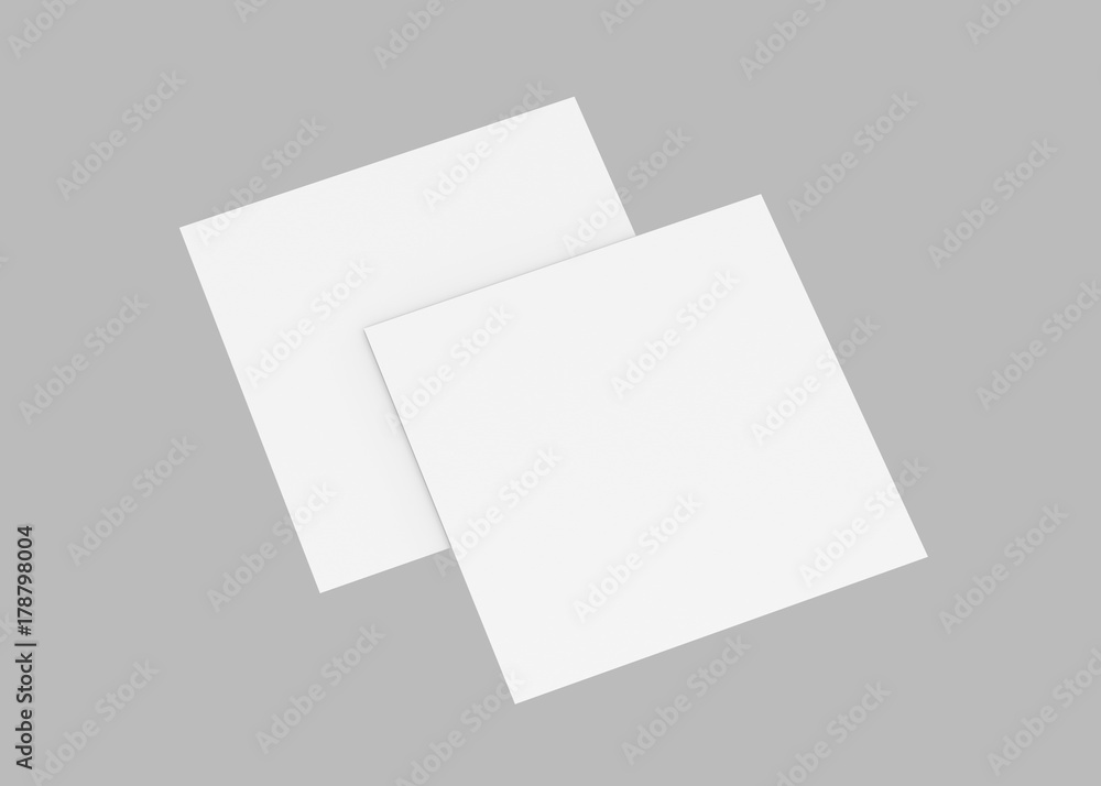 Square Flyer And Poster Mock-Up Template, 3D Illustration Square Flyer And Poster Mock-Up Template, 3D Illustration