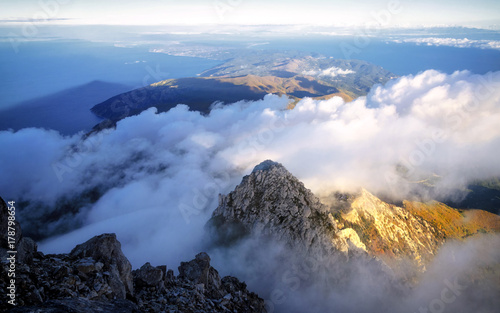 Travel on Athos Mountain. On the top of the Agion Oros (Athos Mountain) in Greece