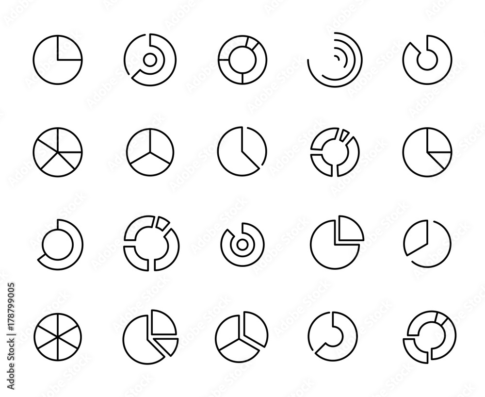 Obraz premium Modern pie chart line icon