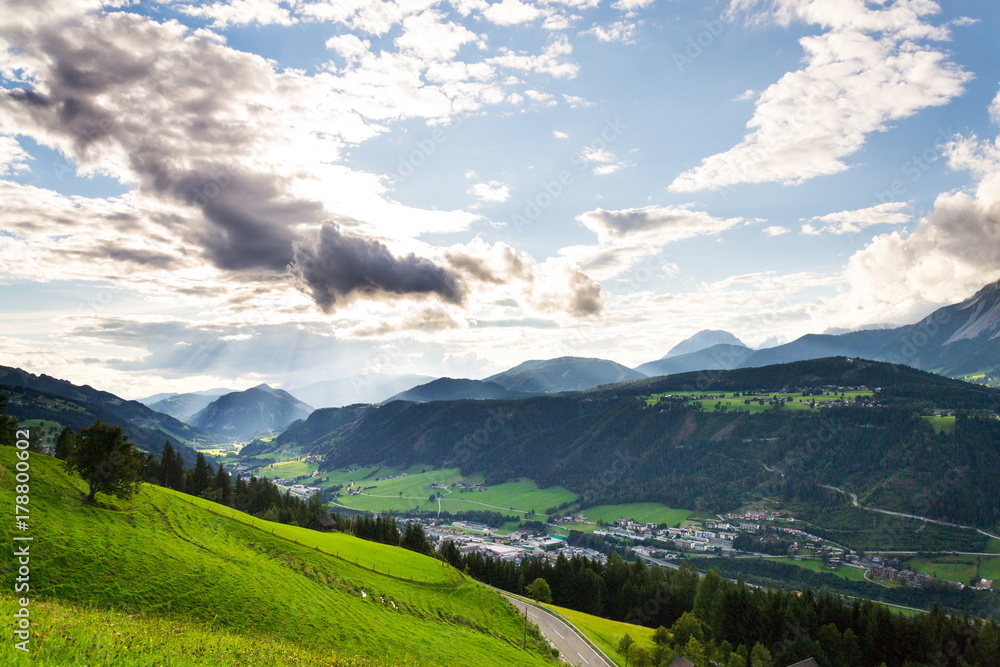 Beautiful valley with former mining town Schladming in Styria, Austria