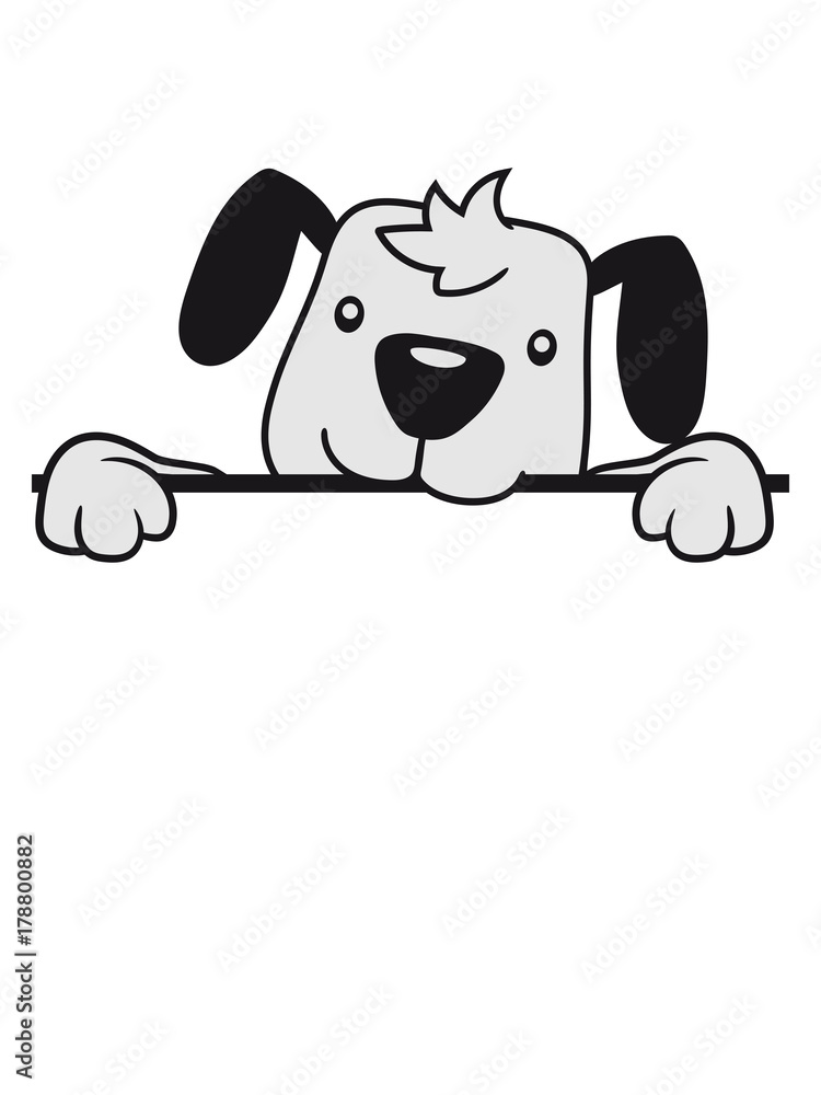mauer wand text feld schwanz wedeln hund welpe süß niedlich halsband  haustier comic cartoon Stock Illustration | Adobe Stock