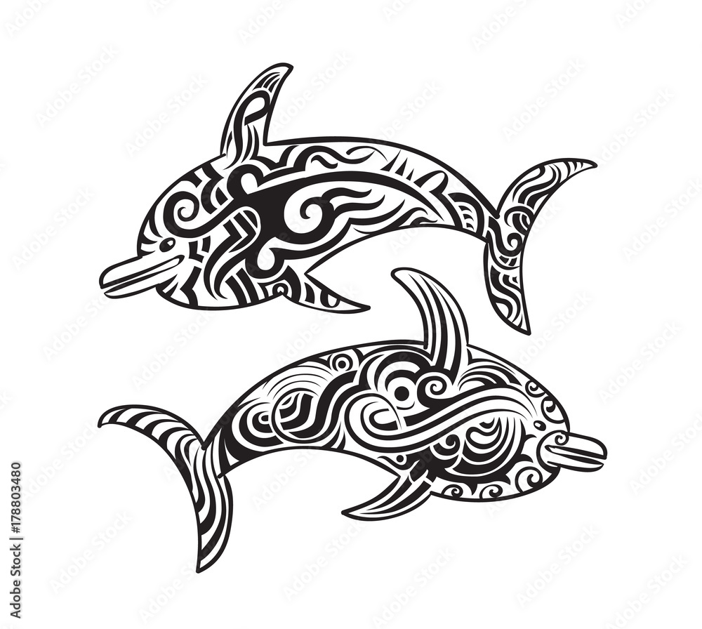 Naklejka premium Aztec mayan tattoos isolated. Vector illustration.