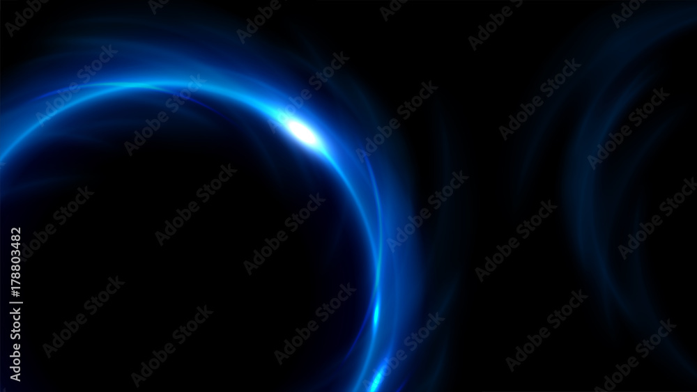 Blue light twisted in widescreen. Vector Illustration