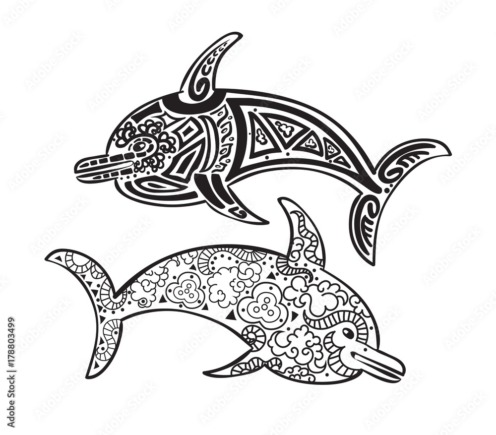 Naklejka premium Aztec mayan tattoos isolated. Vector illustration.