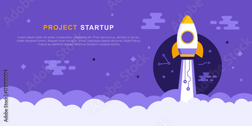 Project Startup Concept With Rocket ship