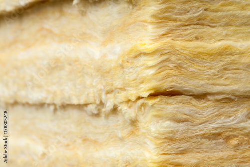Mineral wool thermal insulation batts close-up