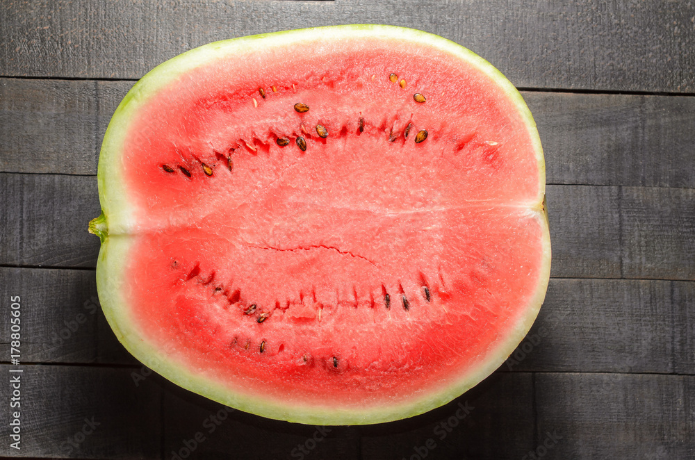 Half a watermelon top view Half a watermelon top view