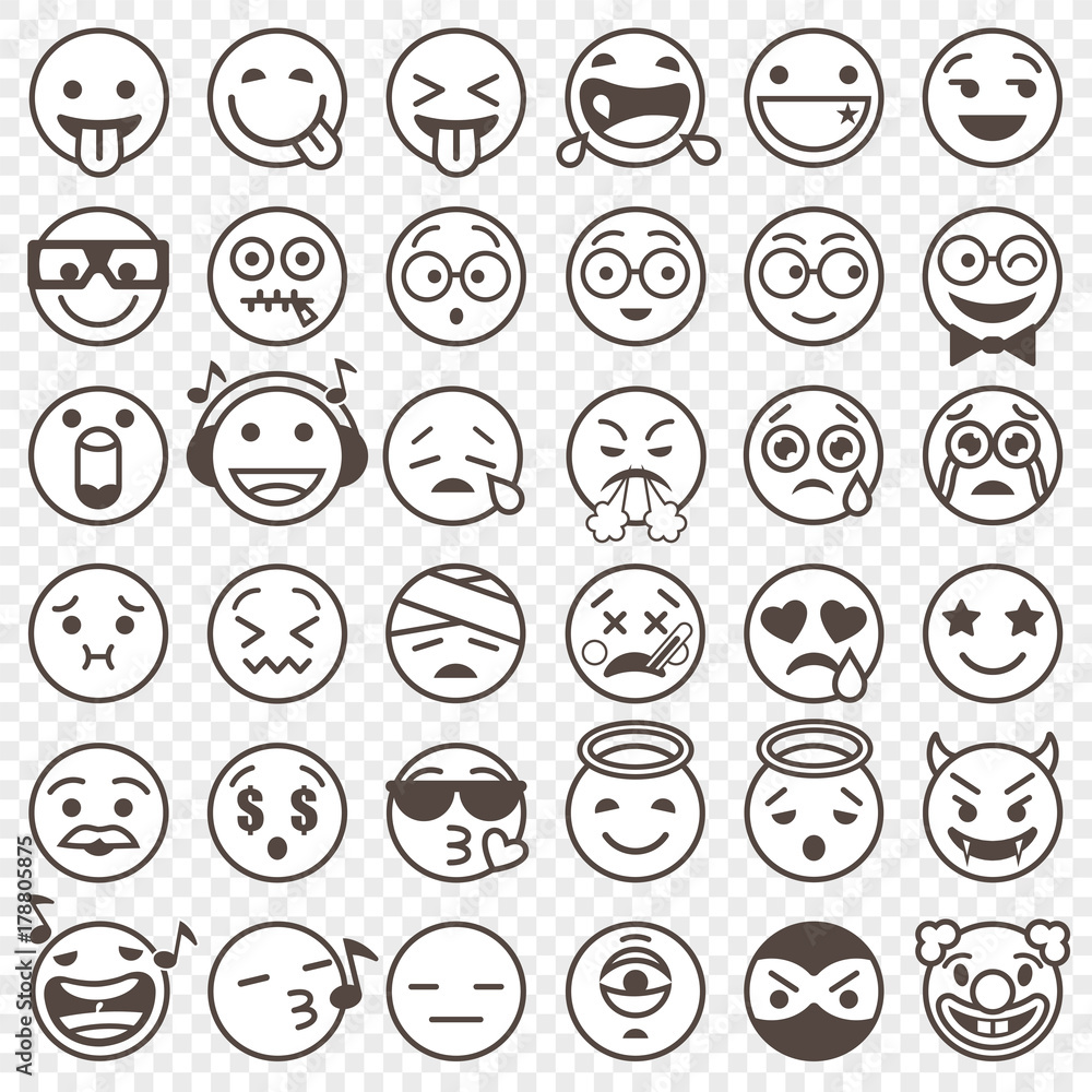 outlined black and white Emoji set 2 outlined black and white Emoji set 2