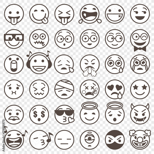 outlined black and white Emoji set 2