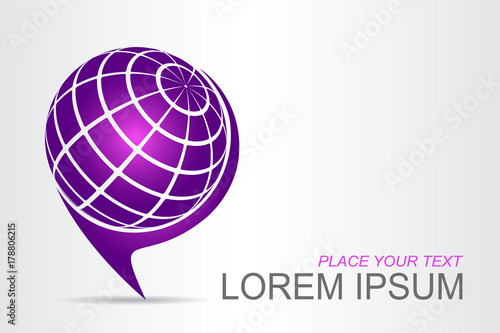 Logo stylized spherical surface with abstract shapes