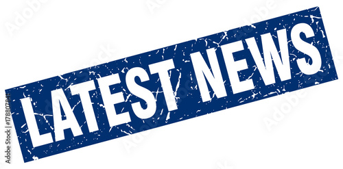 square grunge blue latest news stamp