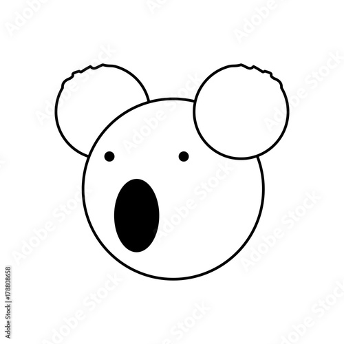 flat line uncolored  koala bear face over white background  vector illustration © djvstock