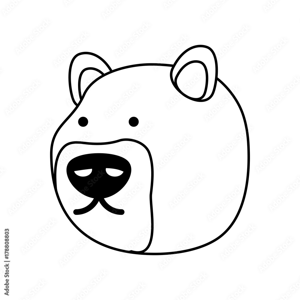 flat line uncolored bear face over white background vector illustration flat line uncolored bear face over white background vector illustration