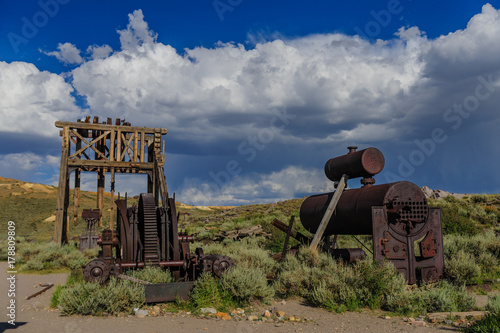 Discarded Mining Equipment in the old American Ghost Town of Bodie, California