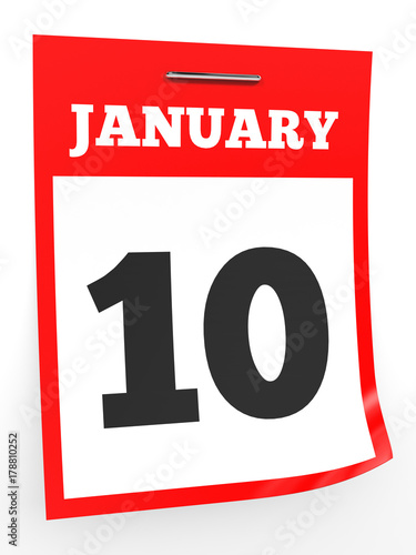 January 10. Calendar on white background.