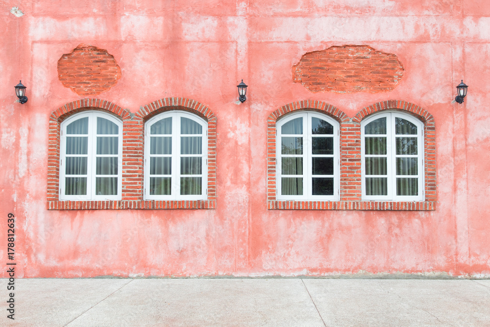 Fototapeta premium window on wall in vintage style. Italy home style