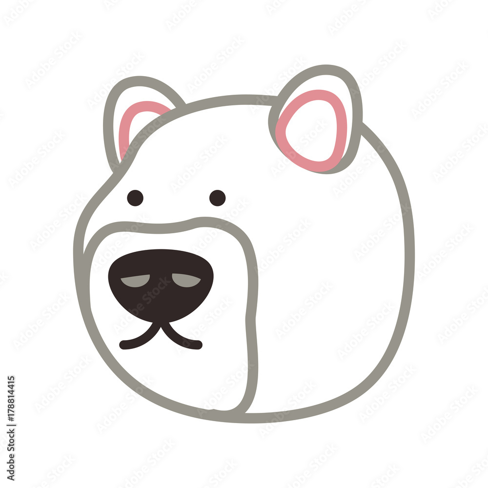 flat line colored bear face over white background vector illustration flat line colored bear face over white background vector illustration