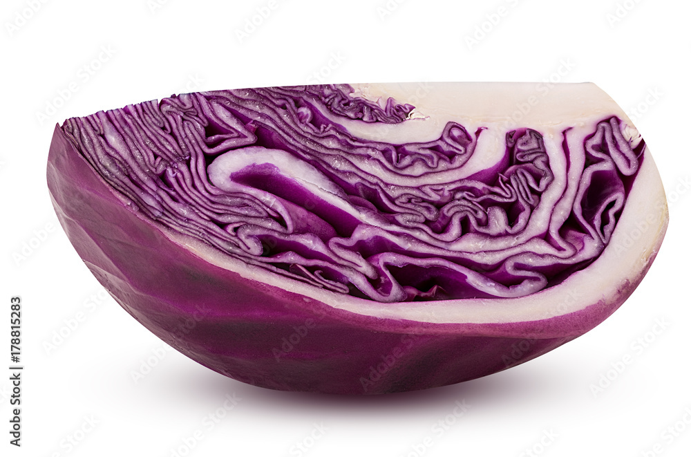 Red cabbage slice in fourth Red cabbage slice in fourth