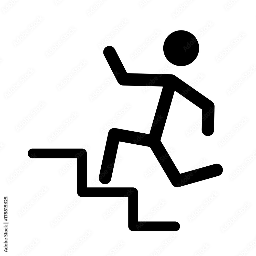 Man running in stairways icon vector illustration graphic design Man running in stairways icon vector illustration graphic design