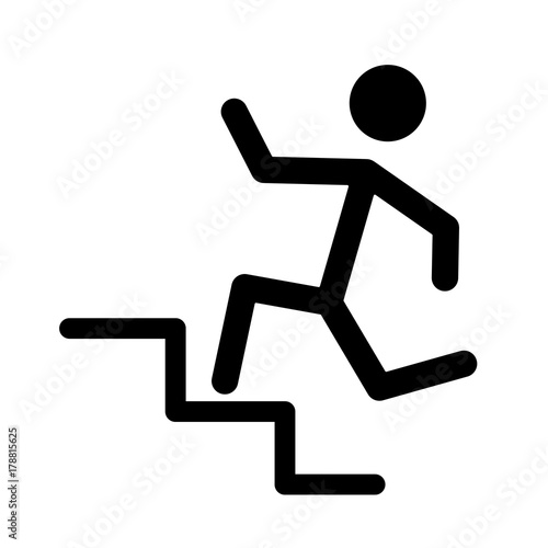 Man running in stairways icon vector illustration graphic design