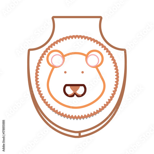 flat line colored  animal trophy  with lion  over white background  vector illustration